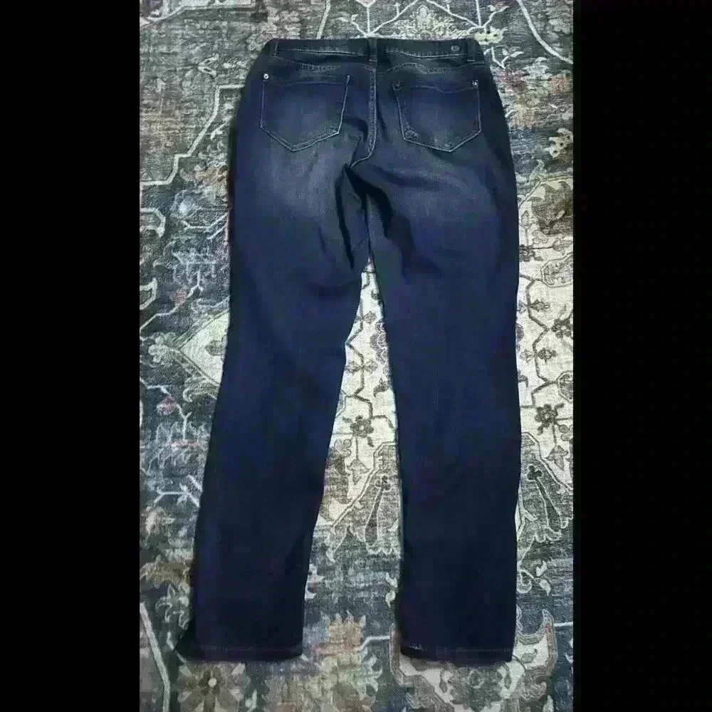 Kensie Jeans Distressed Mid-Rise Knockout  Skinny Ankle Jeans Blue Women 12/32 - Picture 3 of 5